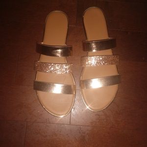 Gold and brown sandals